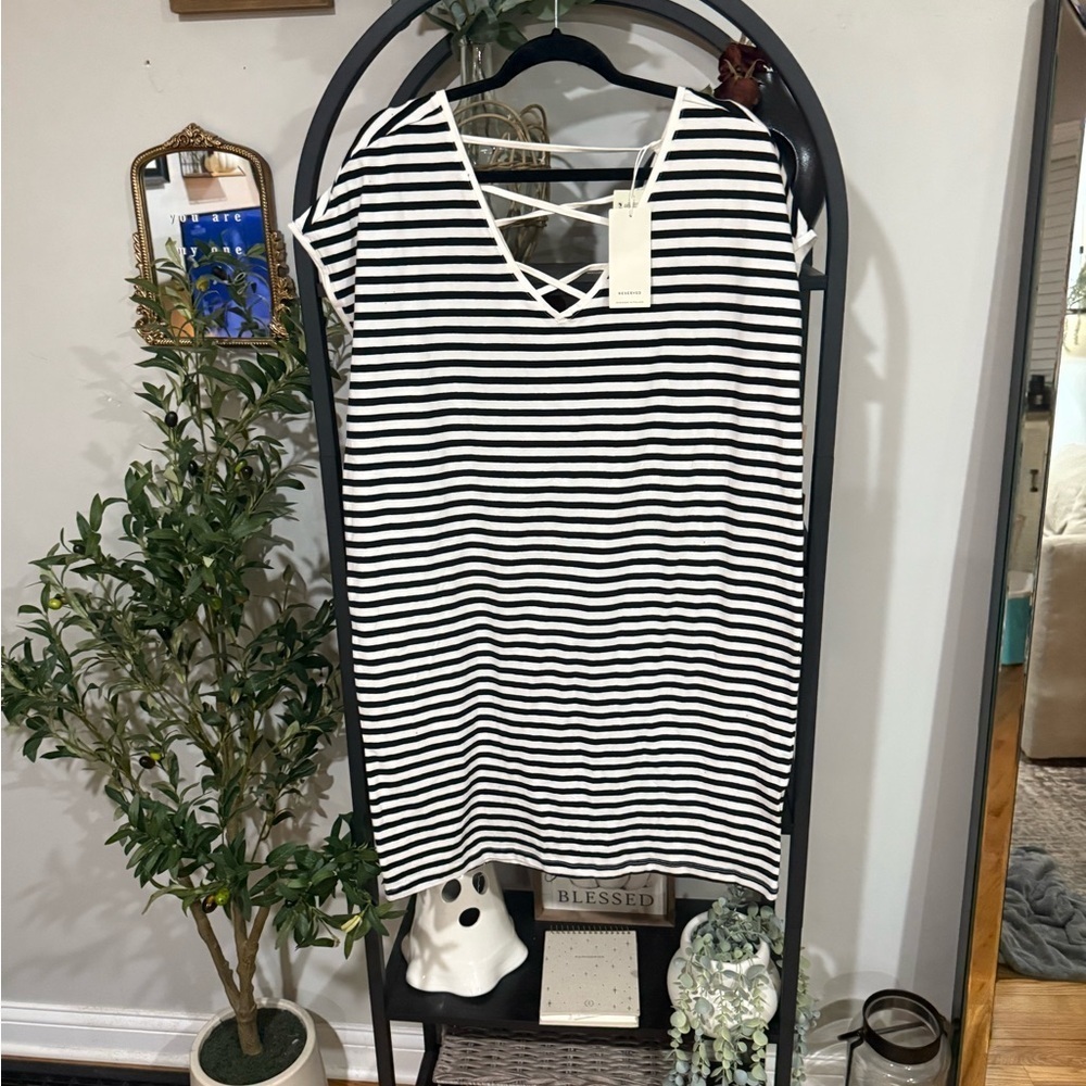 Reserved Striped Black and White Mini Dress size xl